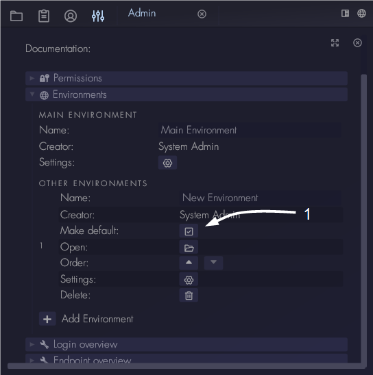 Open environment settings