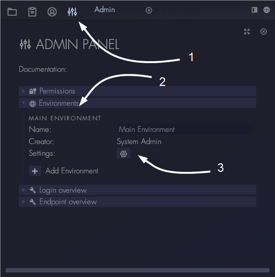 Open environment settings